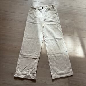 BUTTER MELON Wide Leg Cropped Pants Cream Size M